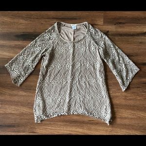 Brittany Black Floral Lace Tan Top